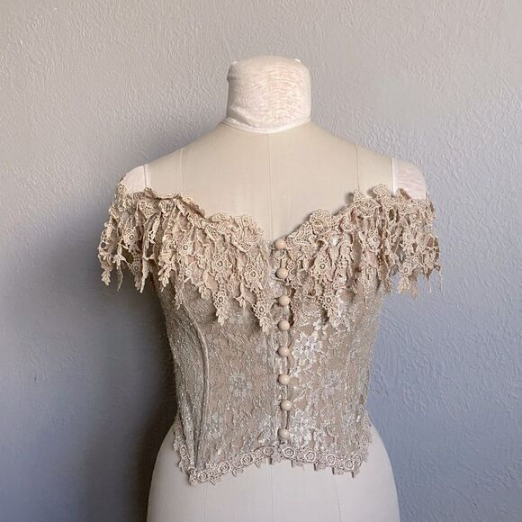 fanny Tops - Fanny Vintage 80’s Corset Off The Shoulders Button Down Mocha Size M U.S.A